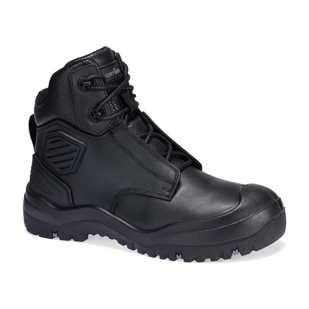 [FT30BKR37] Steel Leather Ankle Boot S3 SC HRO HI CI LG SR FO (37, Black)
