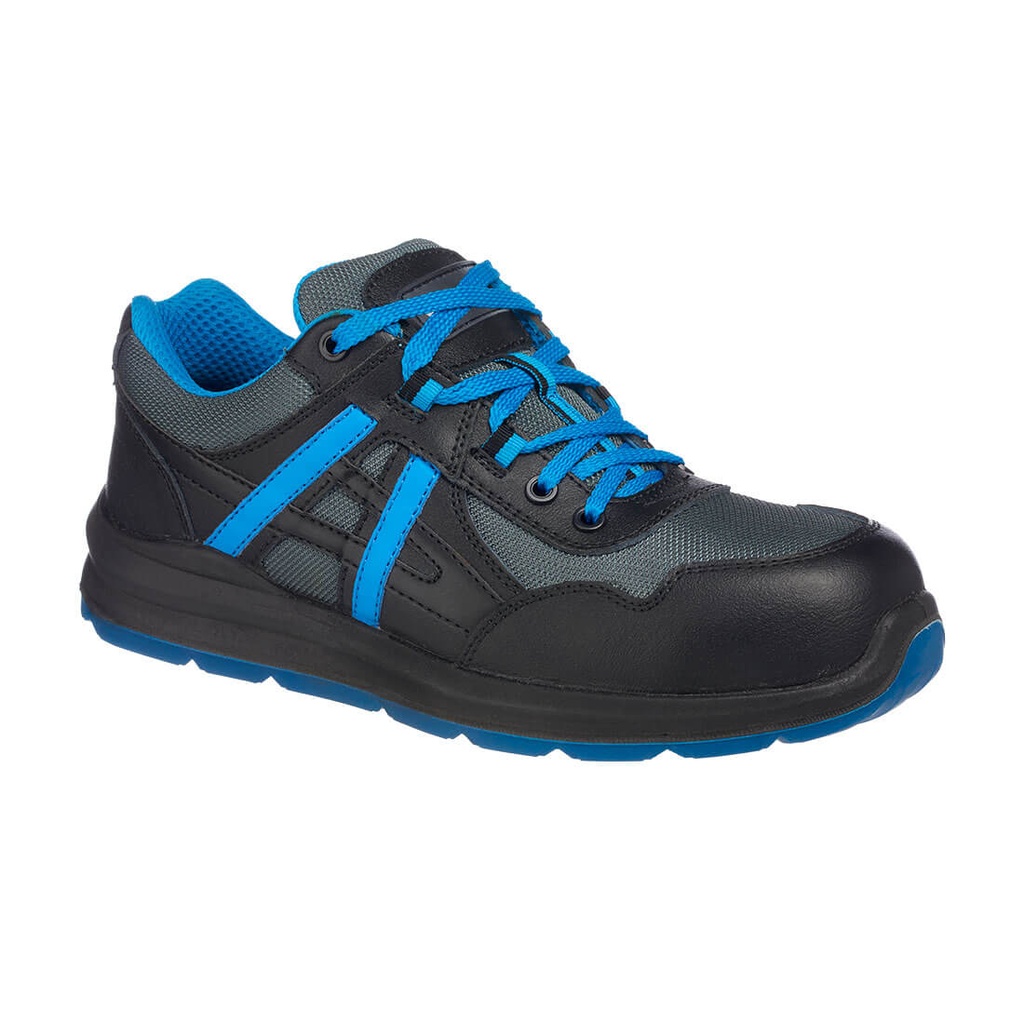 [FT60BKB36] Composite Leather and Mesh Trainer S1P SRC (36, Black/Blue)