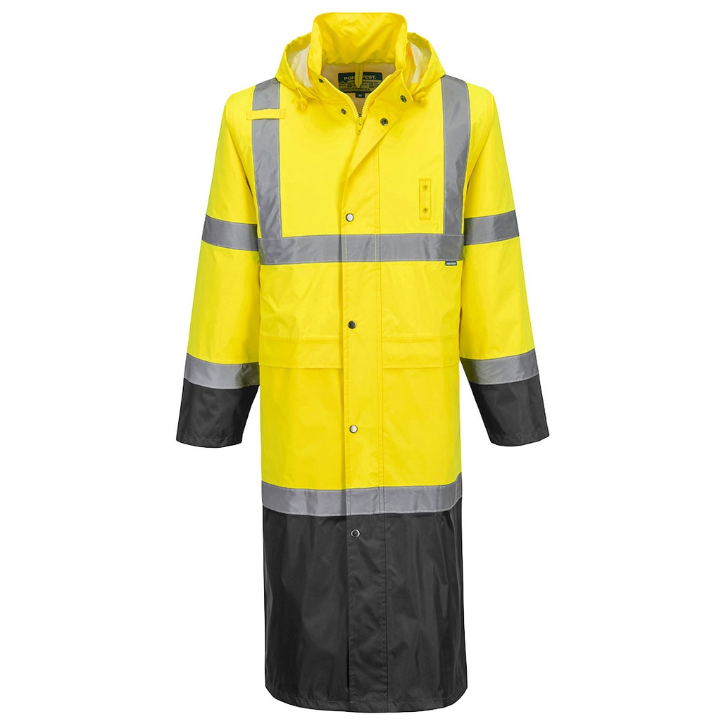 [H446YBRS] Hi-Vis Contrast Raincoat 122cm (S, Yellow/Black)