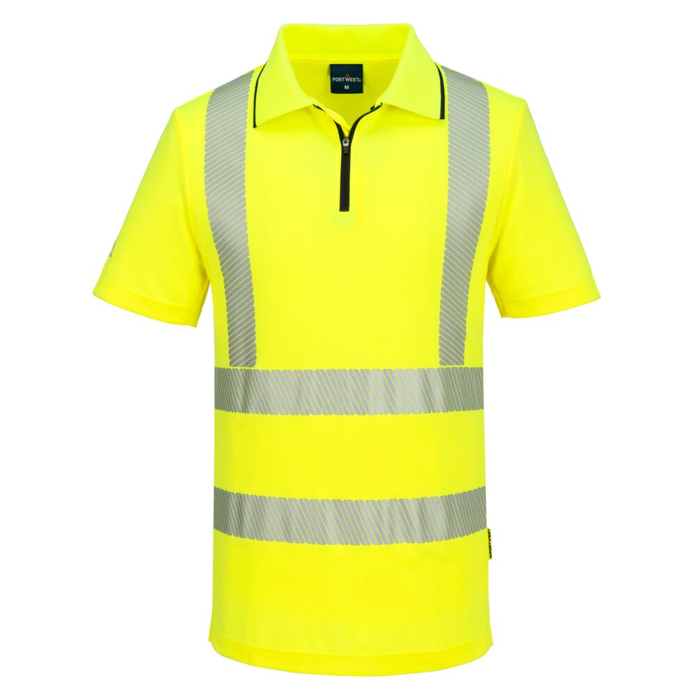 [KX302YERS] KX3 Sport Hi-Vis Zip Polo Shirt S/S (S, Yellow)
