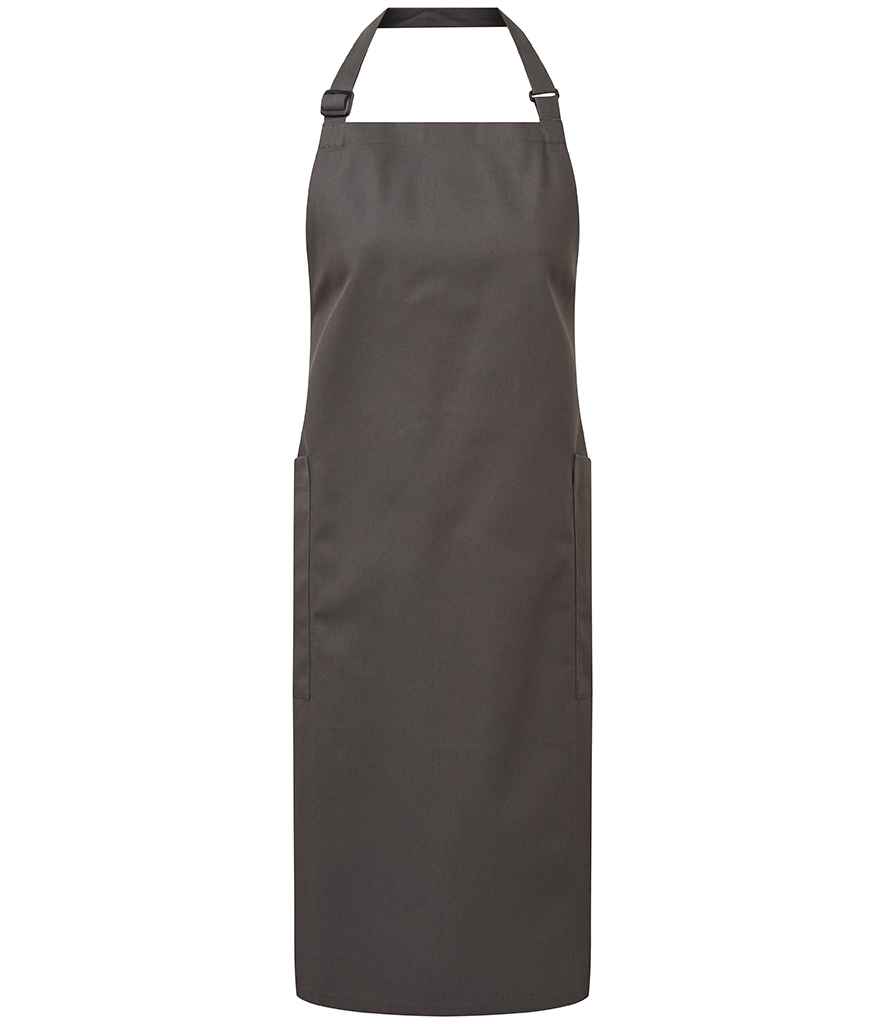 [PR120 DGY ONE] Premier Recycled Polyester and Fairtrade Organic Cotton Bib Apron (Dark Grey)