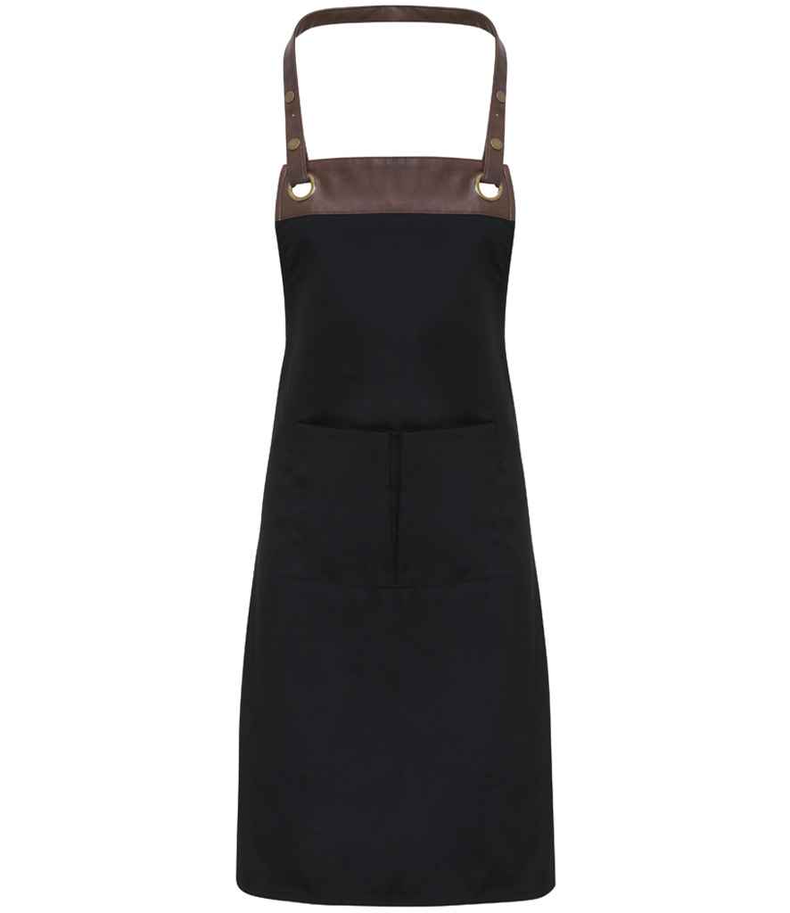 [PR123 BK/BN ONE] Premier Espresso Bib Apron (Black/Brown)