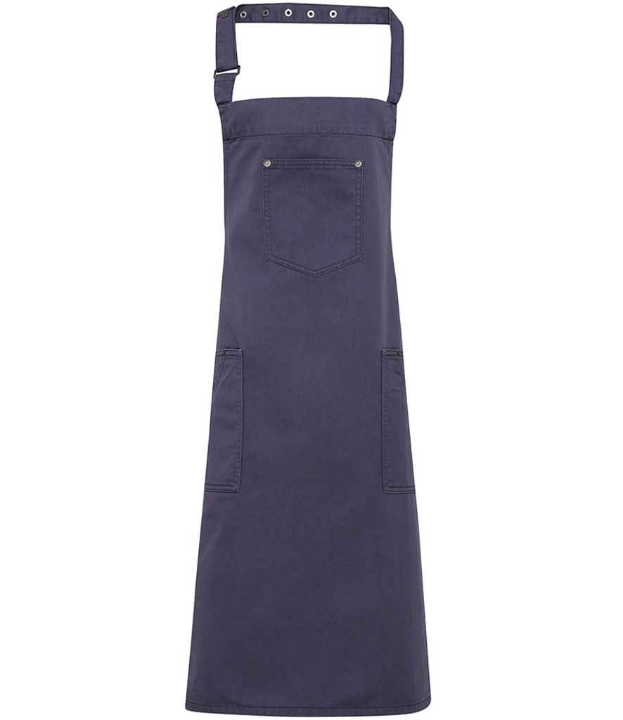 [PR132 STE ONE] Premier Cotton Chino Bib Apron (Steel)