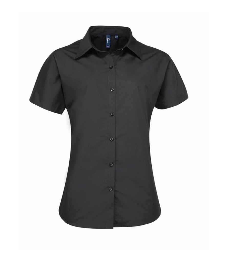 [PR309 BLK 8] Premier Ladies Supreme Short Sleeve Poplin Shirt (8, Black)