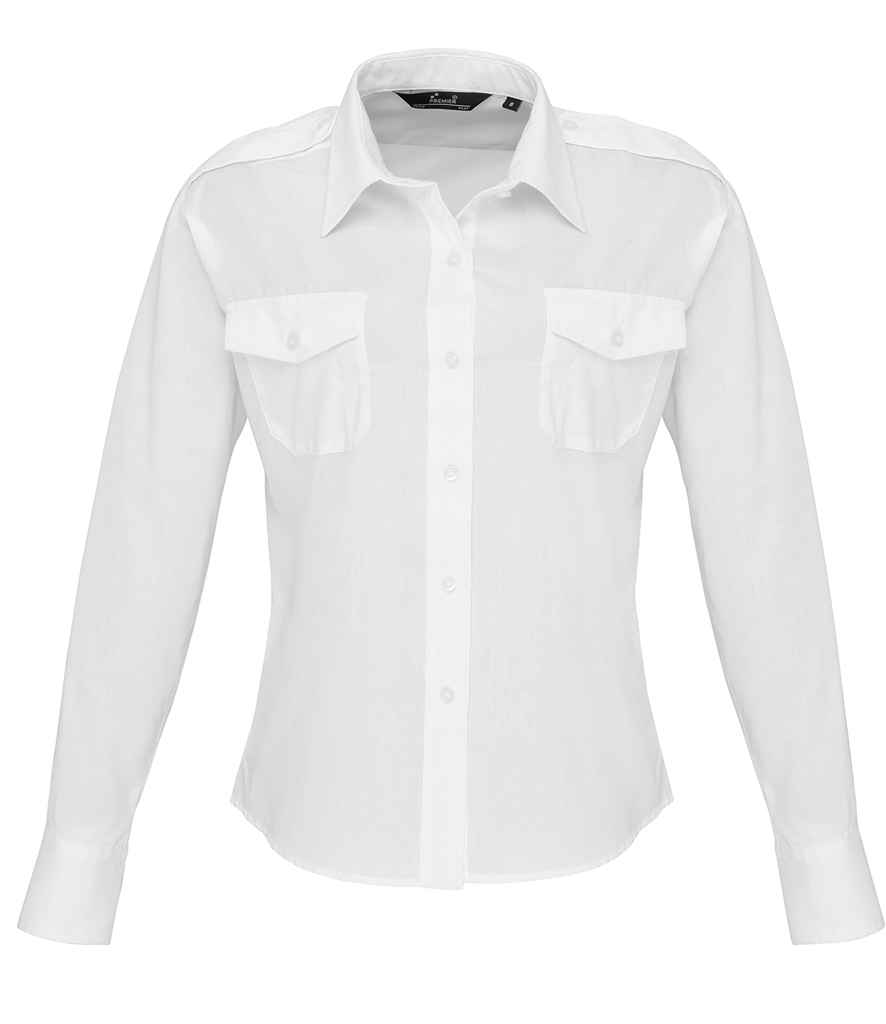 [PR310 WHI 8] Premier Ladies Long Sleeve Pilot Shirt (8)