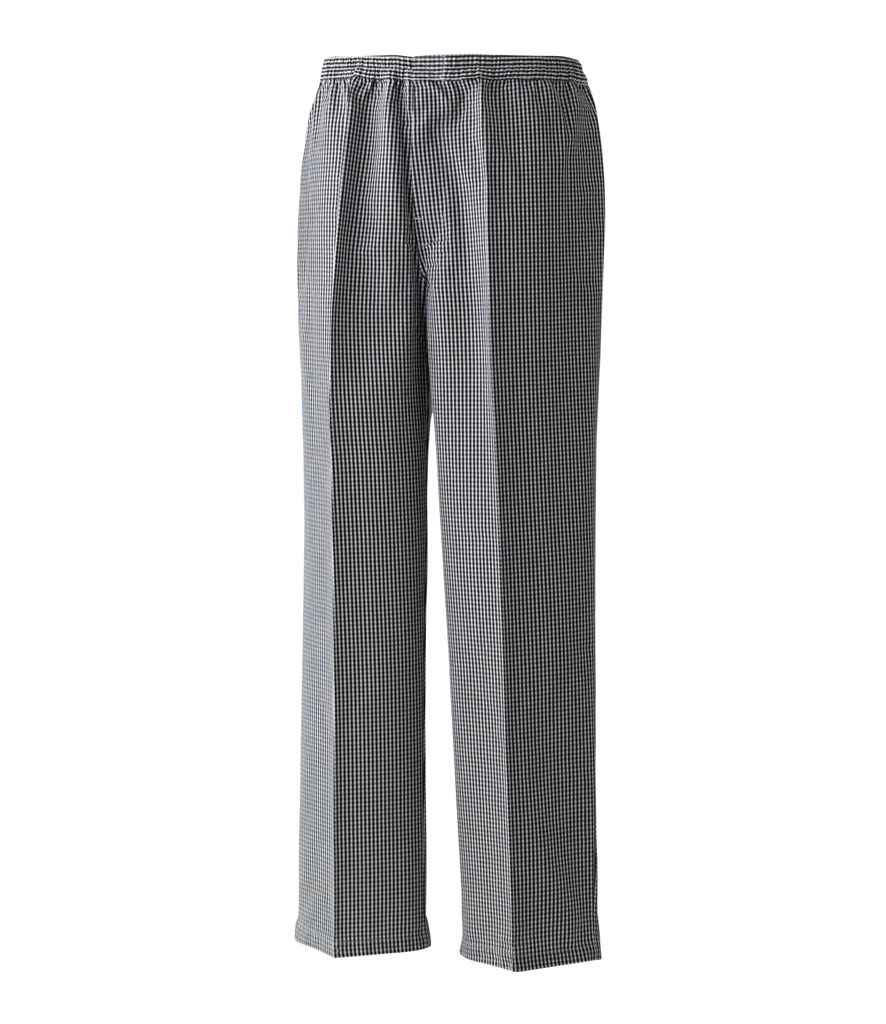 [PR552 BK/WH XS] Premier Pull On Chef's Check Trousers (XS)
