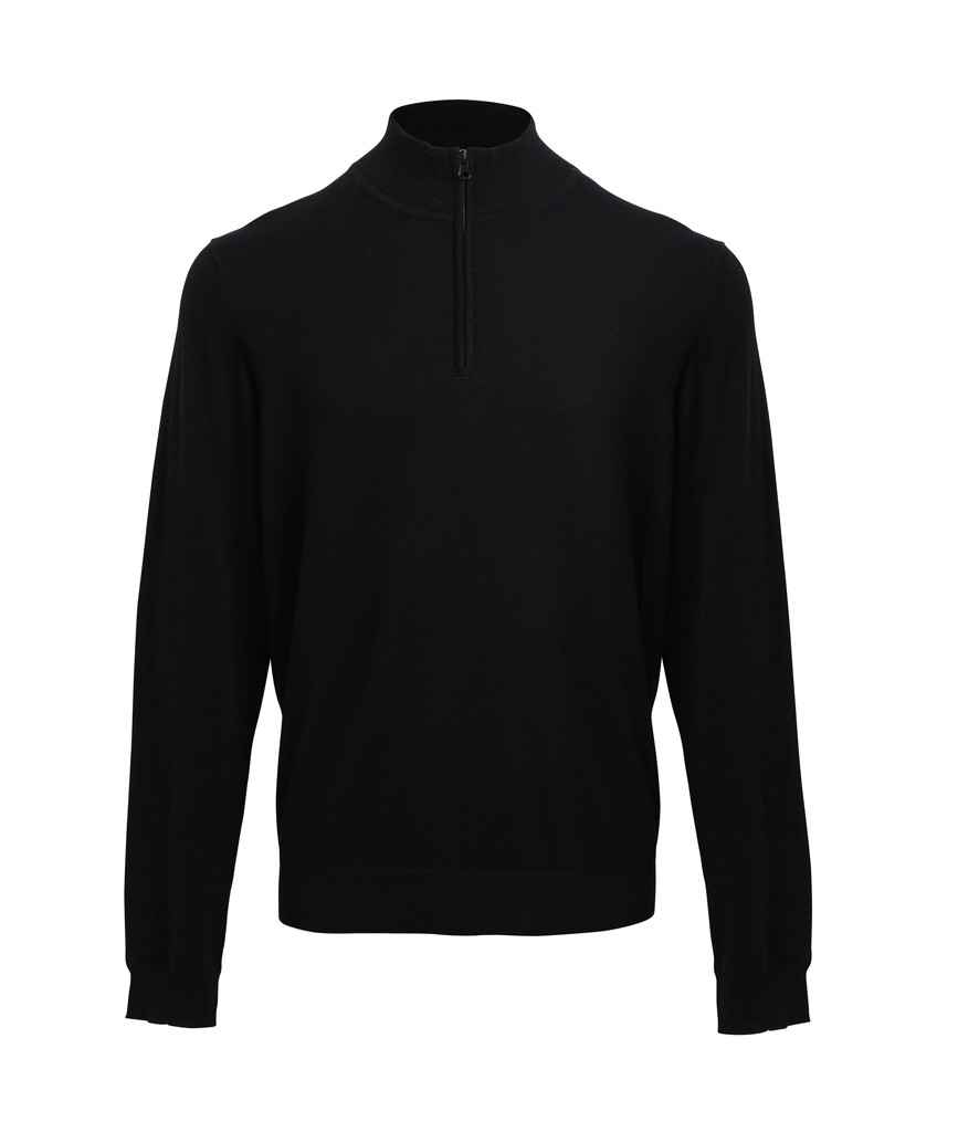[PR695 BLK XS] Premier Zip Neck Sweater (XS, Black)