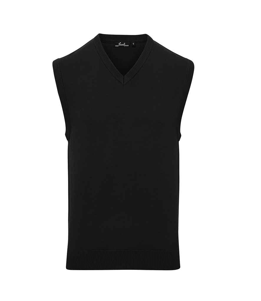[PR699 BLK XS] Premier Sleeveless Cotton Acrylic V Neck Sweater (XS, Black)