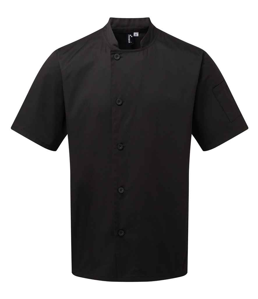 [PR900 BLK XS] Premier Essential Short Sleeve Chef's Jacket (XS, Black)