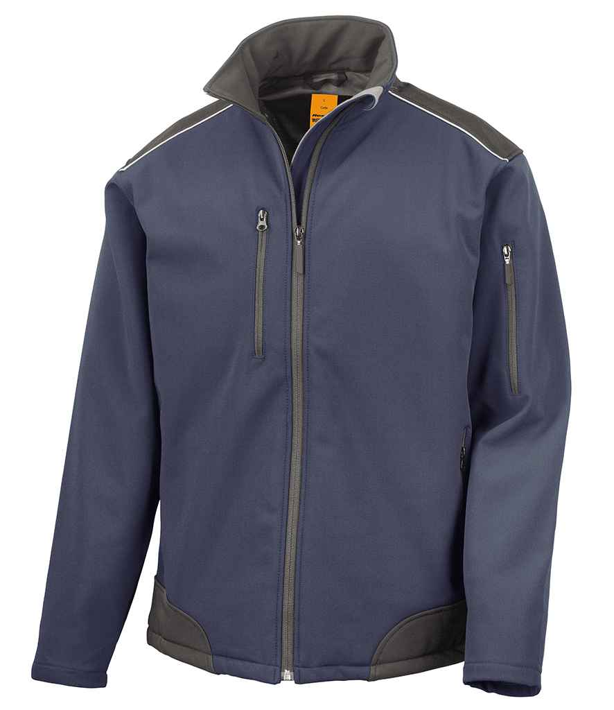 [RS124 NV/BK S] Result Work-Guard Ripstop Soft Shell Jacket (S, Navy/Black)
