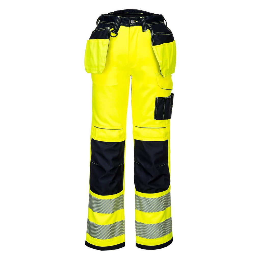 [PW306YBR28] PW3 Hi-Vis Stretch Holster Pocket Trousers (Yellow/Black, 28)