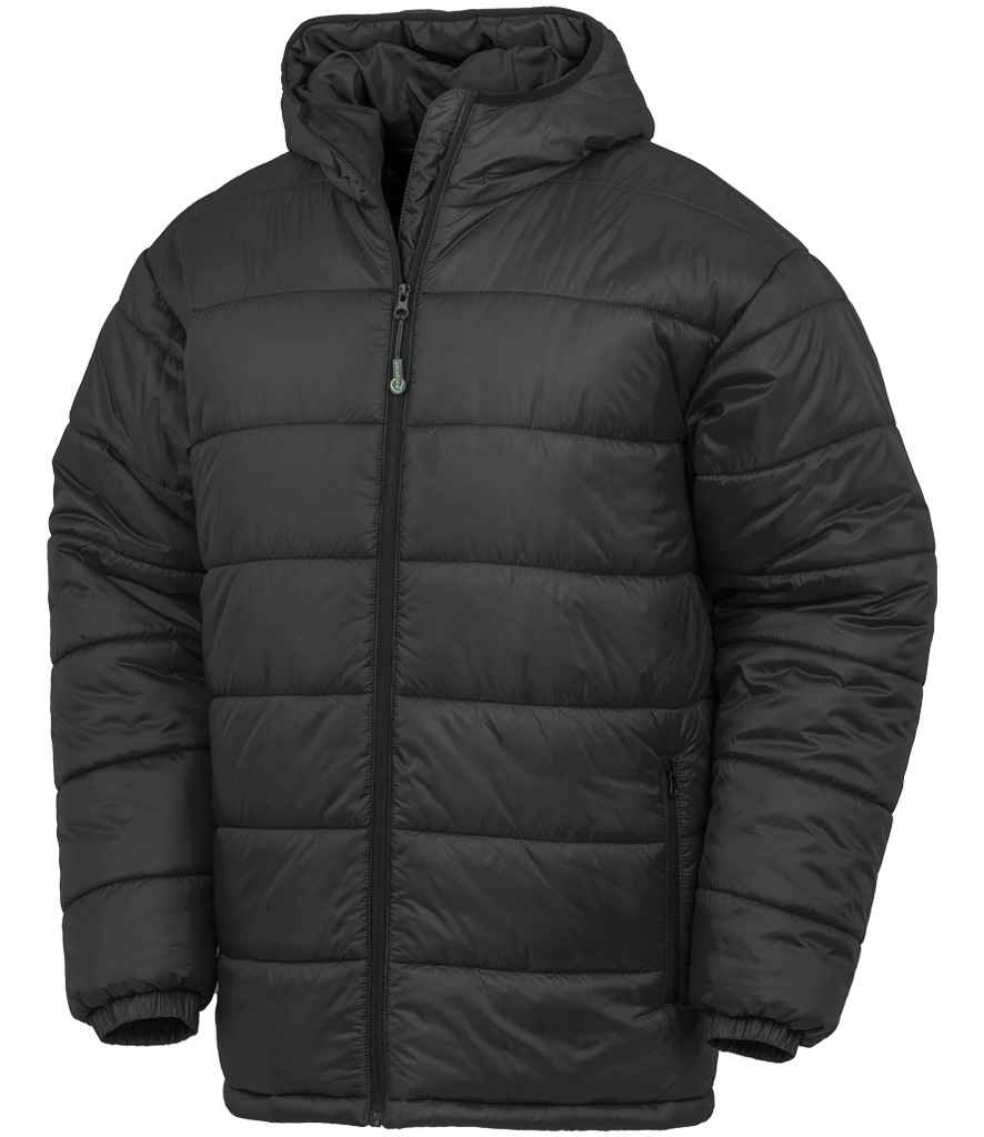 [RS910 BLK XS] Result Genuine Recycled Hooded Padded Parka Jacket (XS, Black)