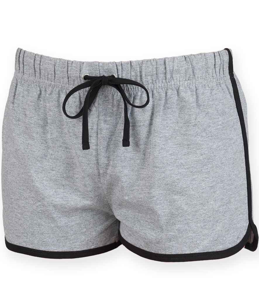 [SK69 HE/BK XS] SF Clothing Ladies Retro Shorts (XS, Heather Grey/Black)