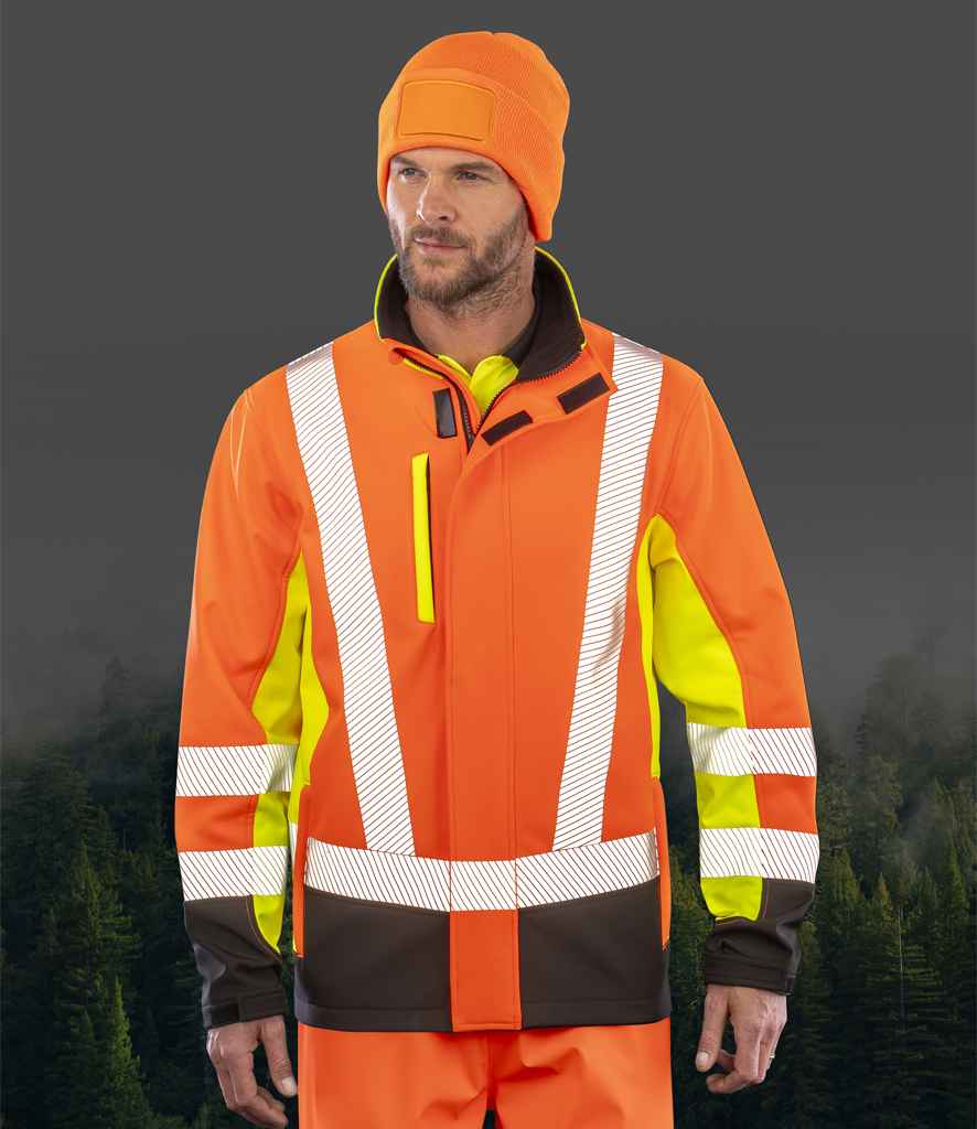 Result Recycled Three Layer Printable 3-Tone Safety Soft Shell Jacket (S)