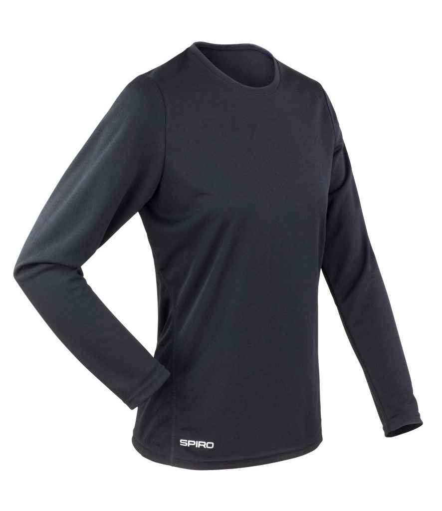 [SR254F BLK XS] Spiro Ladies Performance Long Sleeve T-Shirt (XS, Black)
