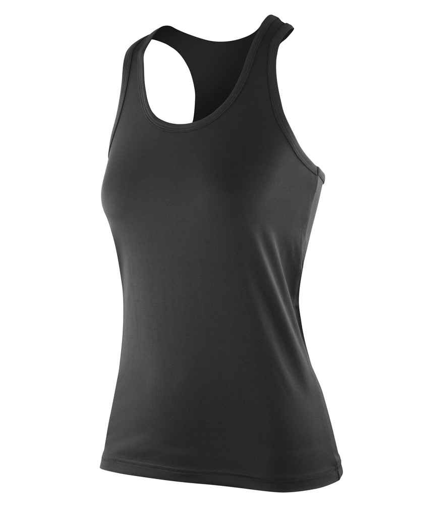 [SR281F BLK XXS] Spiro Impact Ladies Softex® Fitness Top (XXS, Black)