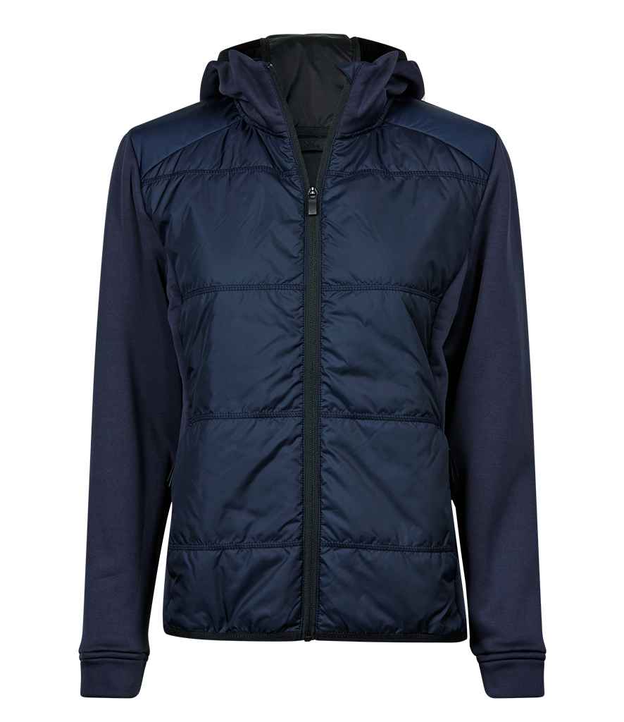 [T9113 NV/NV S] Tee Jays Ladies Hybrid-Stretch Hooded Jacket (S, Navy/Navy)