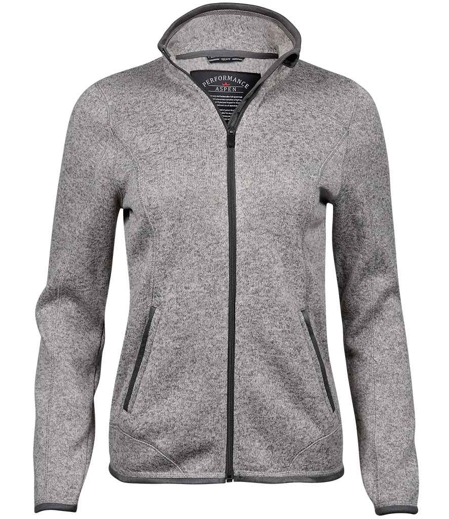 [T9616 GME S] Tee Jays Ladies Knitted Outdoor Fleece Jacket (S, Grey Melange)