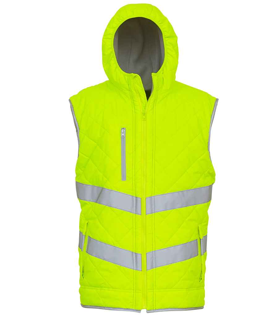 [YK216 YEL S] Yoko Hi-Vis Kensington Hooded Gilet (S, Yellow)