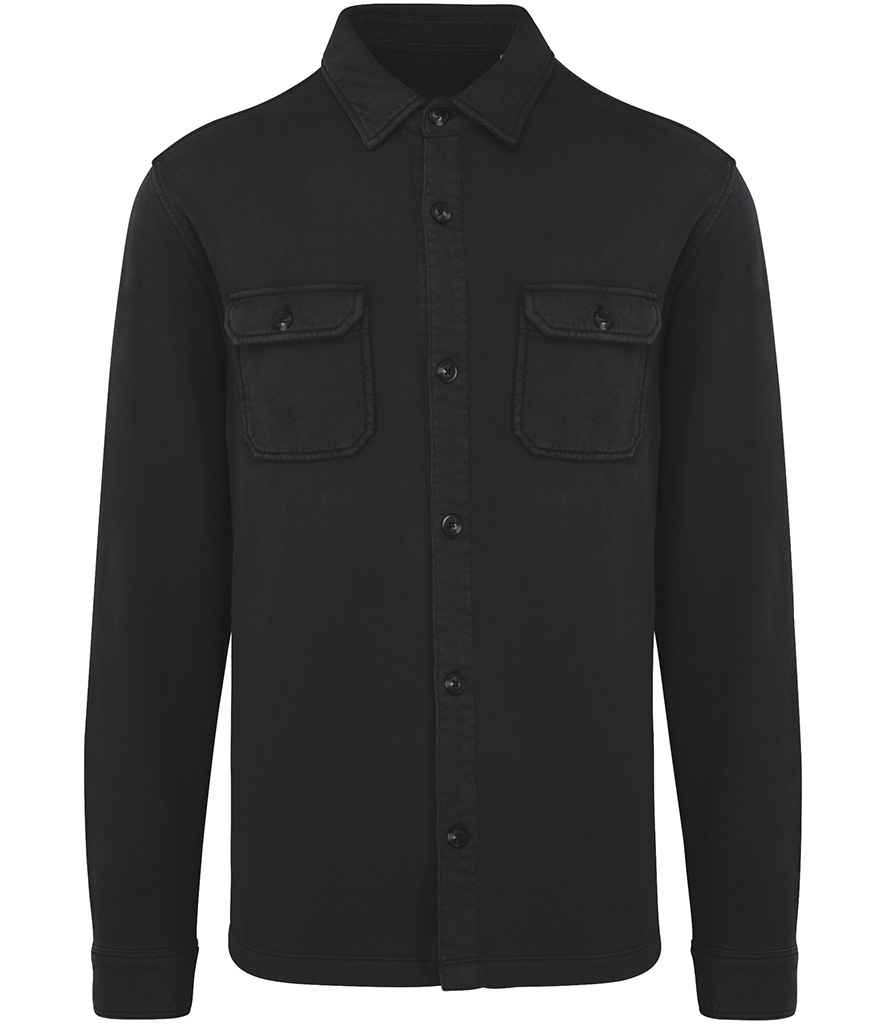 [NS521 WNV S] Native Spirit Faded Brushed Fleece Overshirt (S, Washed Navy)