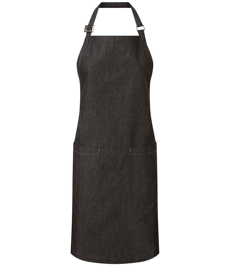 [PR113 BDM ONE] Premier Fairtrade Organic Cotton Denim Bib Apron (Black Denim)