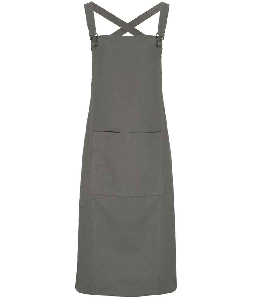 [PR129 DGY ONE] Premier Cross Back Barista Bib Apron (Dark Grey)
