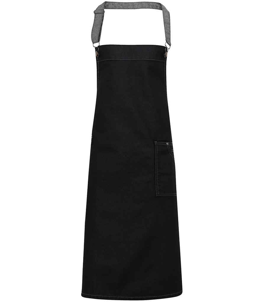 [PR134 BDM ONE] Premier District Bib Apron (Black Denim)