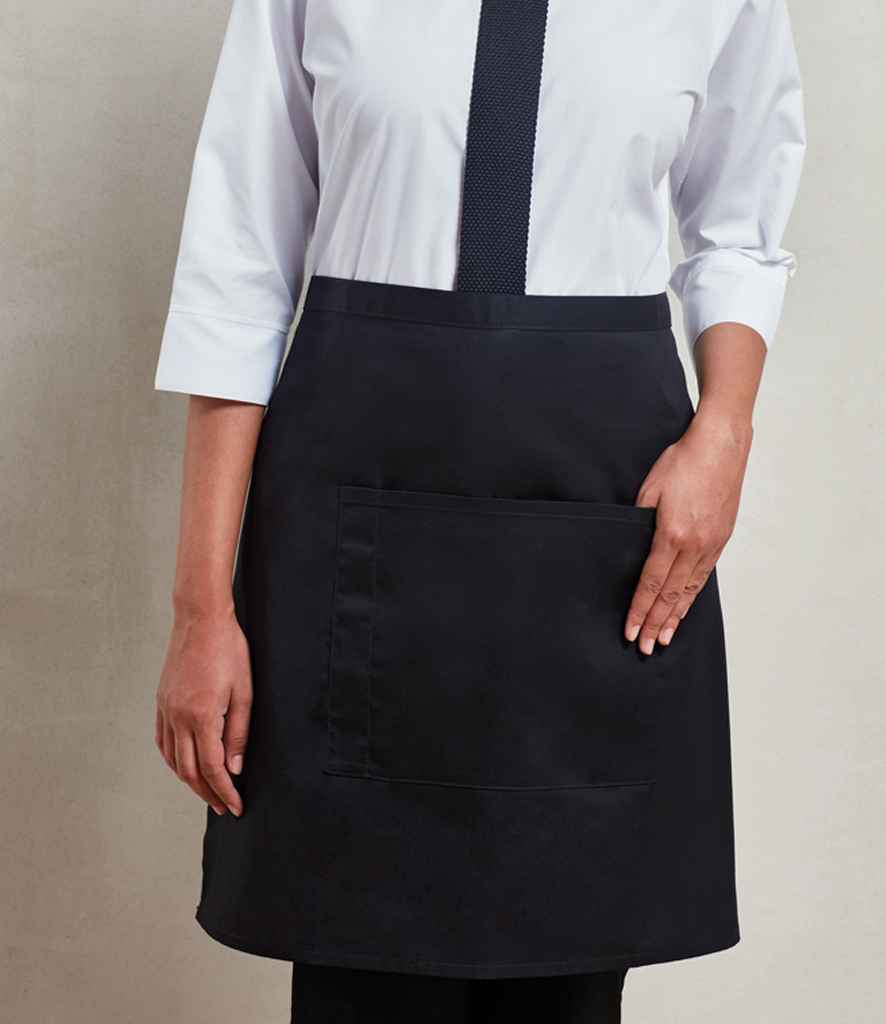 [PR141 DGY ONE] Premier 'Colours' Mid Length Apron with Pocket (Dark Grey)