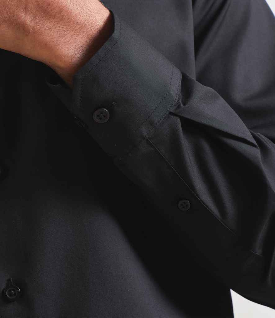 [PR203 BLK S] Premier Recyclight® Long Sleeve Poplin Shirt (S, Black)