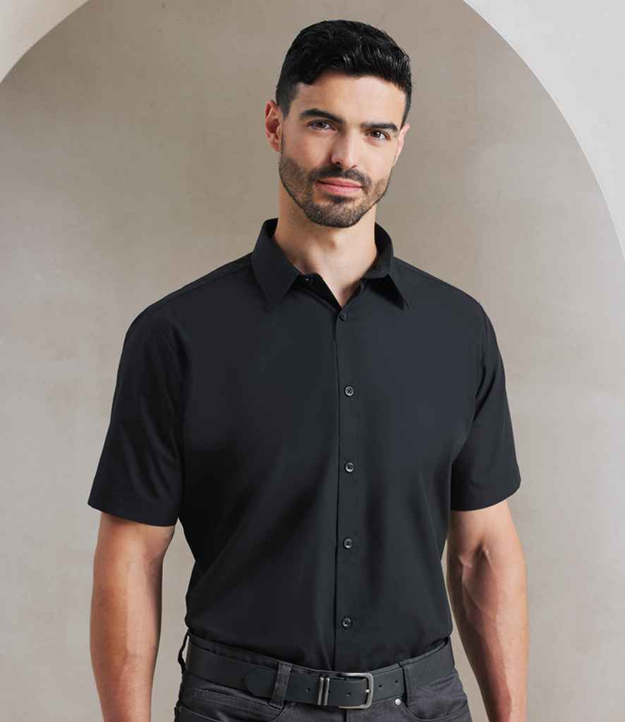 [PR209 BLK 14.5] Premier Supreme Short Sleeve Poplin Shirt (14.5, Black)