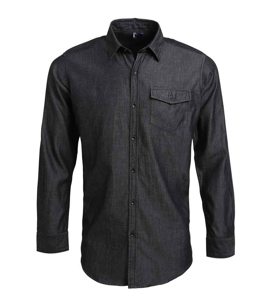 [PR222 BDM XS] Premier Jeans Stitch Denim Shirt (XS, Black Denim)