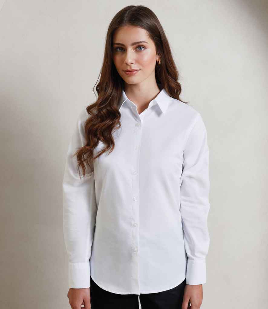 [PR334 BLK 8] Premier Ladies Signature Long Sleeve Oxford Shirt (8, Black)