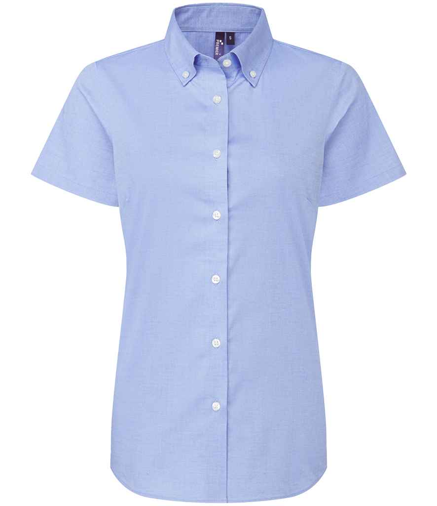 [PR386 OXB XXS] Premier Ladies Supreme Short Sleeve Oxford Shirt (XXS, Oxford Blue)