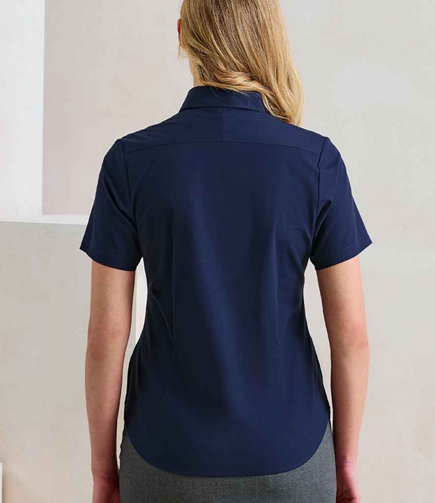 [PR386 OXB XXS] Premier Ladies Supreme Short Sleeve Oxford Shirt (XXS, Oxford Blue)