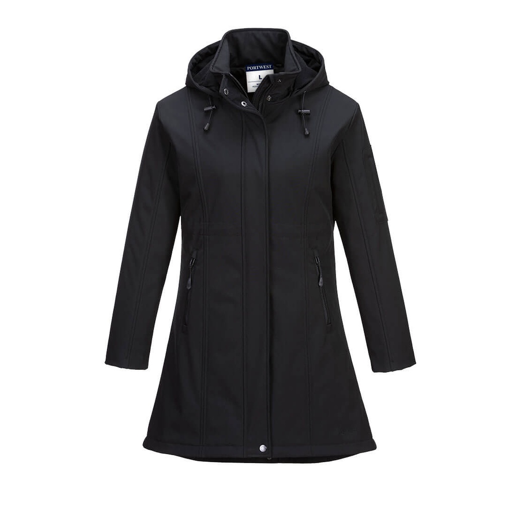 [TK42BKRXS] Carla Women's Hooded Softshell Jacket (3L) (Black, XS)