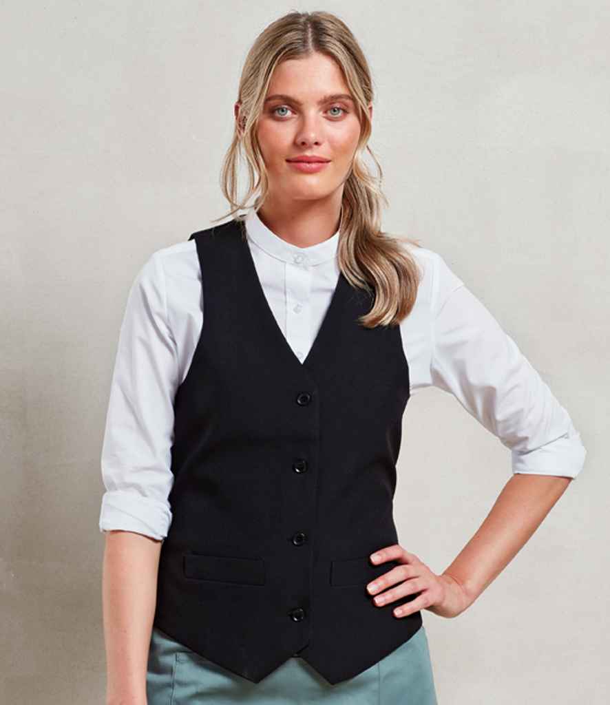 [PR623 BLK XXS] Premier Ladies Lined Waistcoat (XXS)