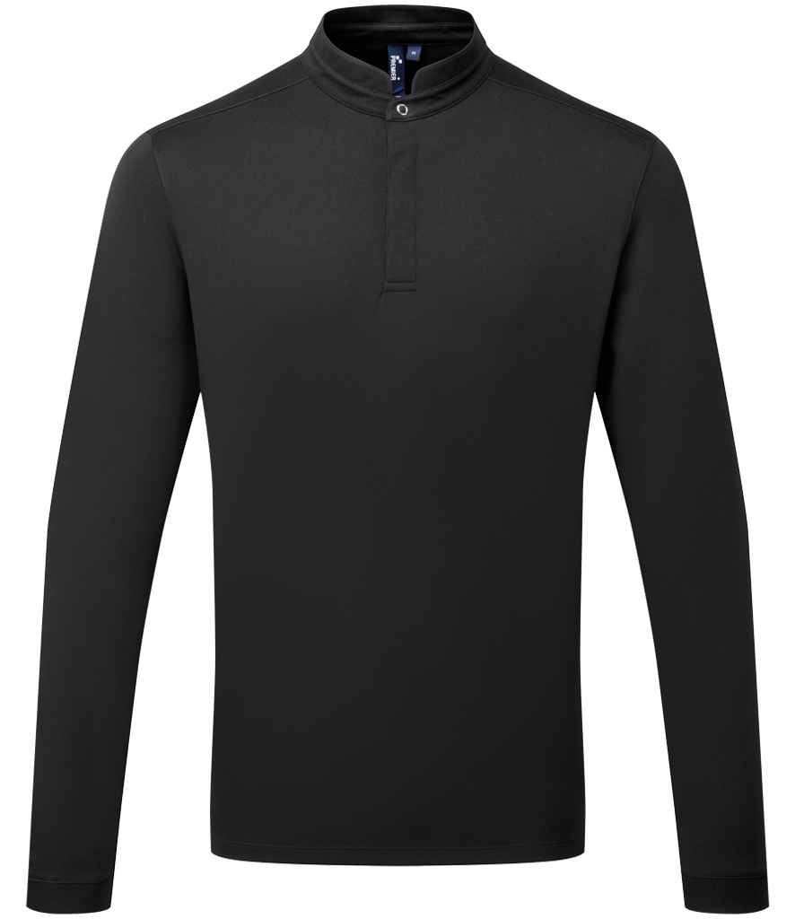 [PR647 BLK XS] Premier Essential Coolchecker® Long Sleeve Chef's Shirt (XS, Black)