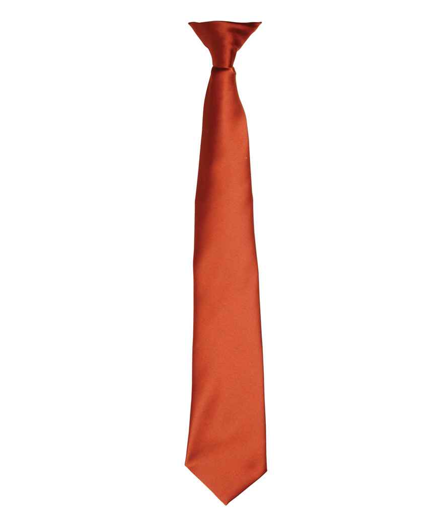 [PR755 CHE ONE] Premier 'Colours' Satin Clip Tie (Chestnut)