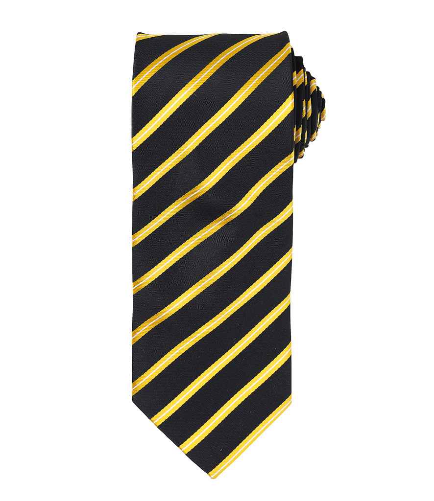 [PR784 BK/GO ONE] Premier Sports Stripe Tie (Black/Gold)