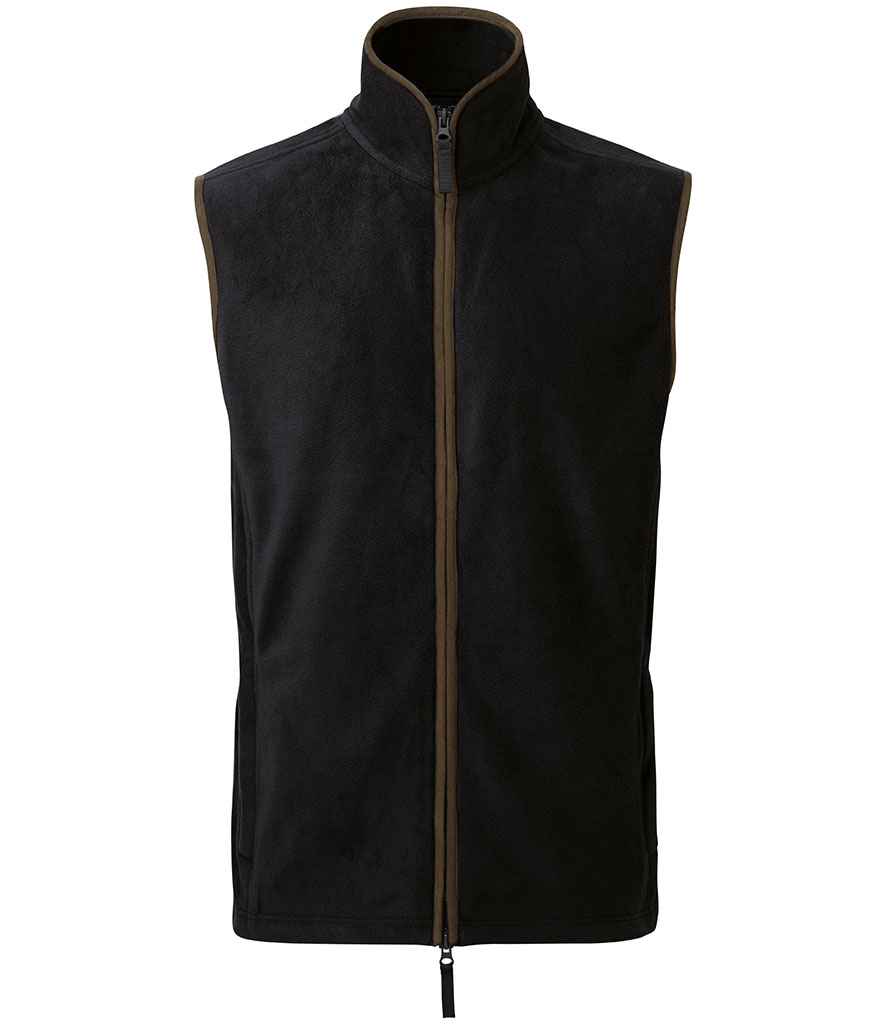 [PR803 BK/BN S] Premier Artisan Fleece Gilet (S, Black/Brown)