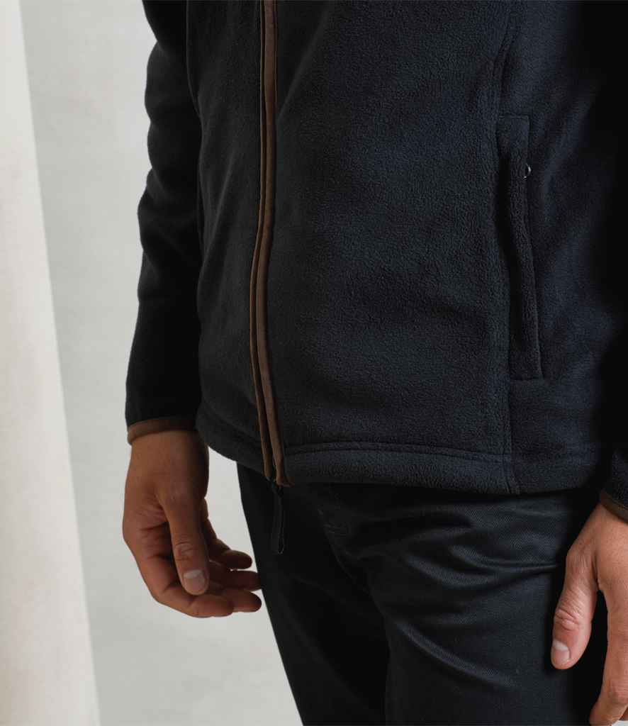 [PR823 BK/BN S] Premier Artisan Fleece Jacket (S, Black/Brown)