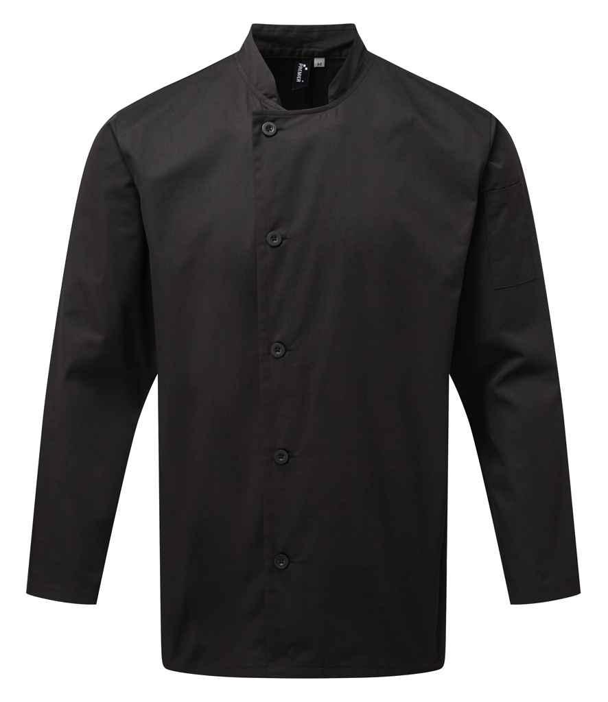 [PR901 BLK XS] Premier Essential Long Sleeve Chef's Jacket (XS, Black)