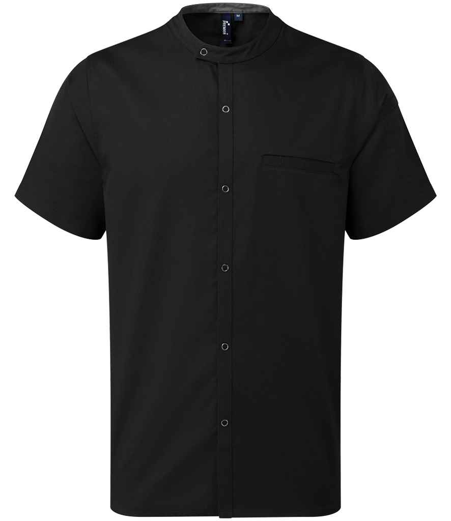 [PR904 BLK XS] Premier Recyclight® Short Sleeve Chef's Shirt (XS, Black)