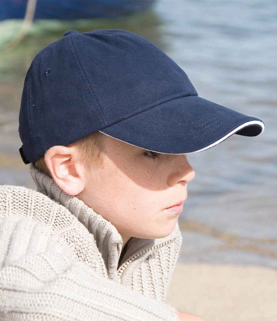 [RC024PB BK/RD ONE] Result Kids Low Profile Heavy Brushed Cotton Cap with Sandwich Peak (Black/Red)