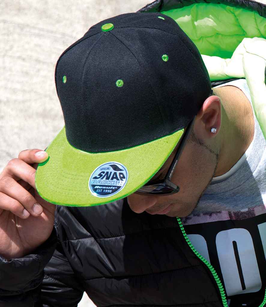[RC082 BK/LM ONE] Result Contrast Bronx Snapback Cap (Black/Lime Green)