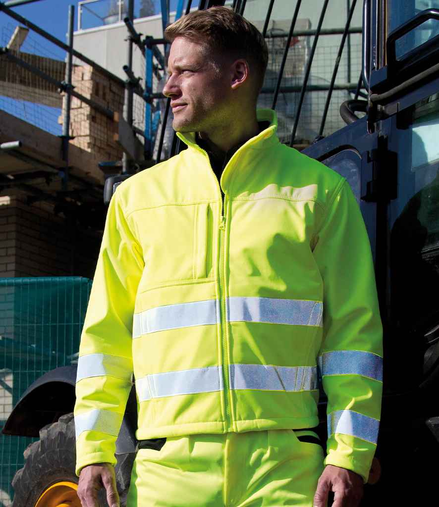 [RS117 FLY S] Result Safe-Guard Hi-Vis Soft Shell Jacket (S, Fluorescent Yellow)