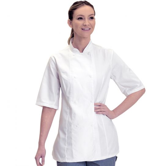 Ladies S/S Chef Jacket (Black, XS)