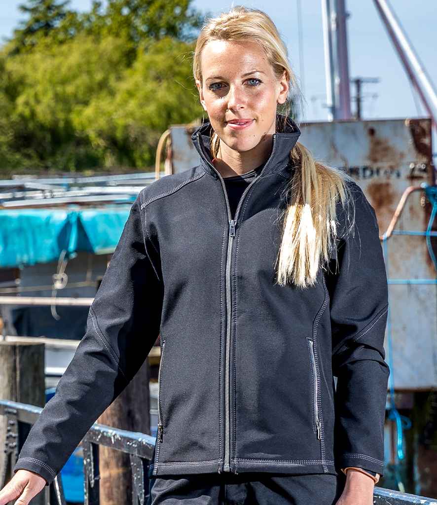 [RS455F BLK XS] Result Work-Guard Ladies Treble Stitch Soft Shell Jacket (XS, Black)