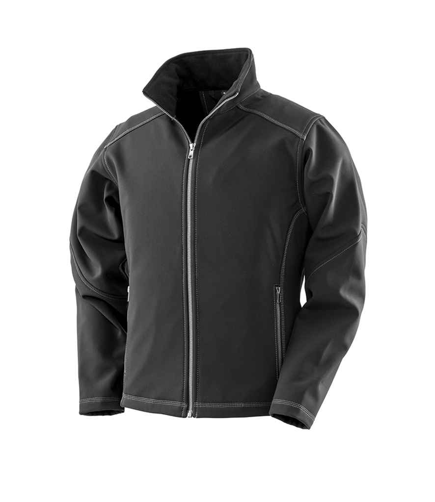 [RS455F BLK XS] Result Work-Guard Ladies Treble Stitch Soft Shell Jacket (XS, Black)