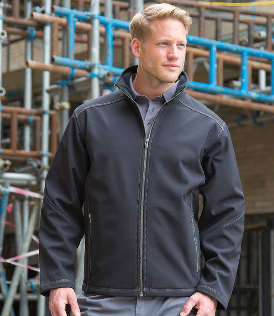 [RS455M BLK S] Result Work-Guard Treble Stitch Soft Shell Jacket (S, Black)